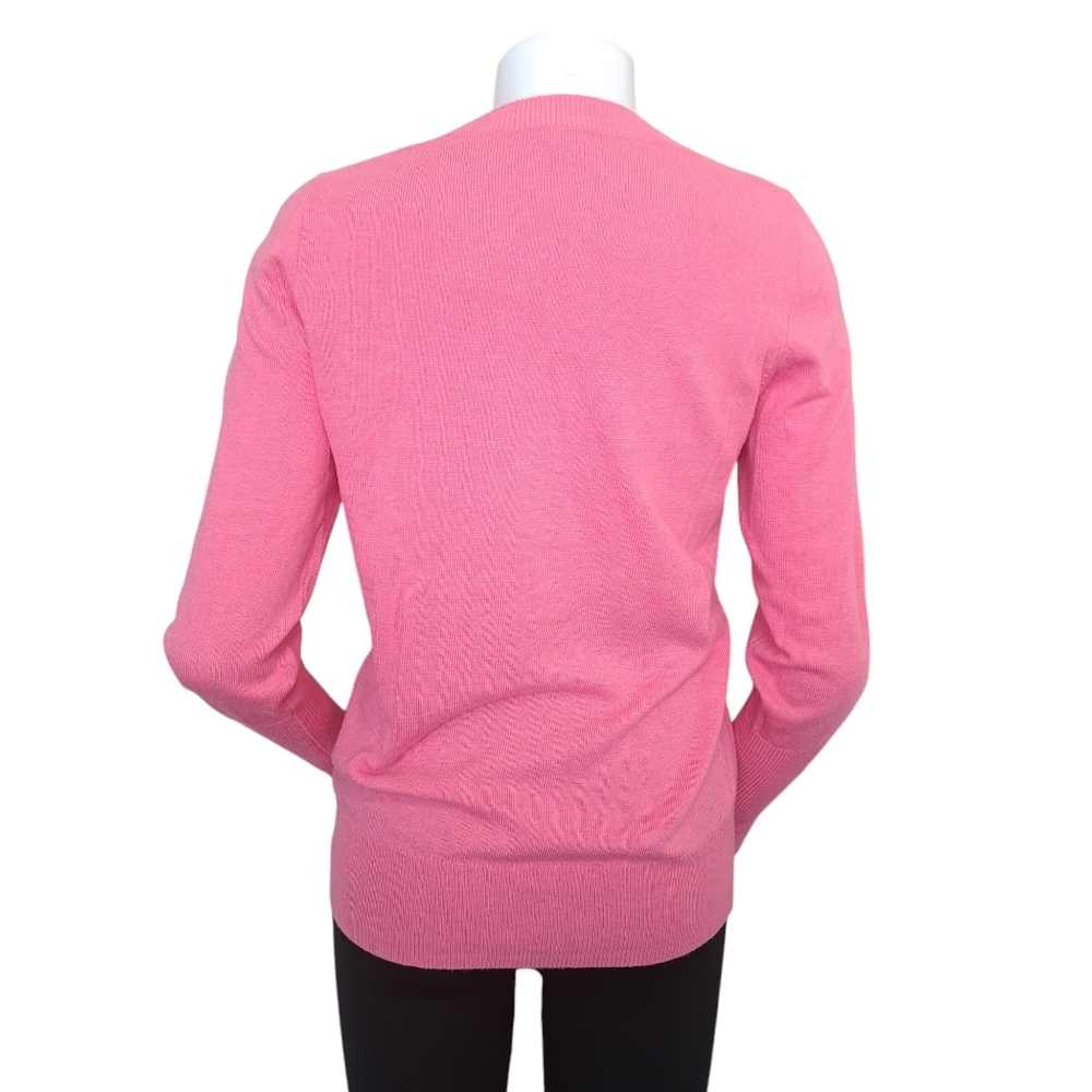 J.Crew Factory Women's‎ V-neck Pink Sweater Size Medium Merino Wool Viscose - Picture 3 of 16